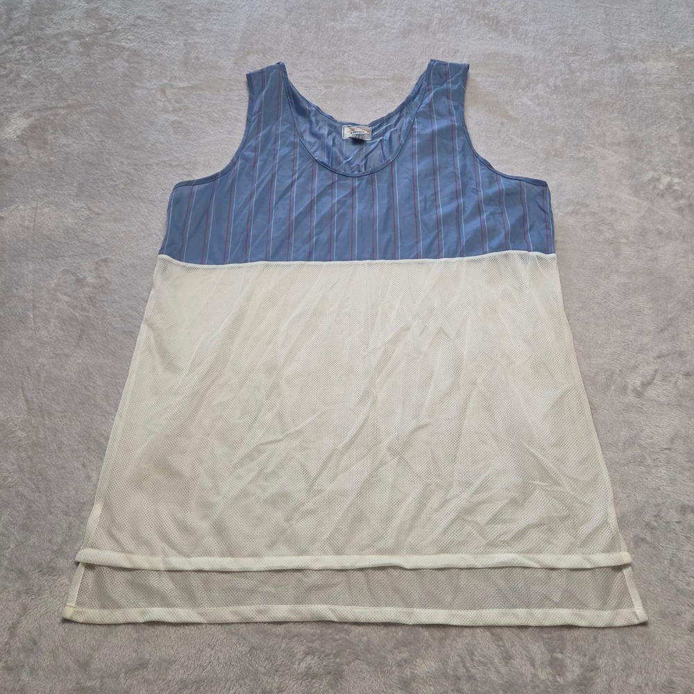 Matrix Vintage Blue Pinstripe White Mesh Tank Top Large Made in Brazil RN 27417